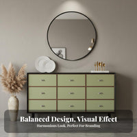 Solid Wood 9 Drawer Dresser Multi-Purpose Vintage Storage Cabinet Long-Lasting Sideboard Buffet Cabinet Easy to Clean for Apartment Dwellers, Homeowners, Interior Design Enthusiasts, Bedroom, Dining Room, Hallway, Home Office