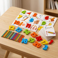 Printed Cards Montessori Math Set Raised Numbers Arithmetic Math Kit Colorful Wooden Number Toy Hands-on for Children