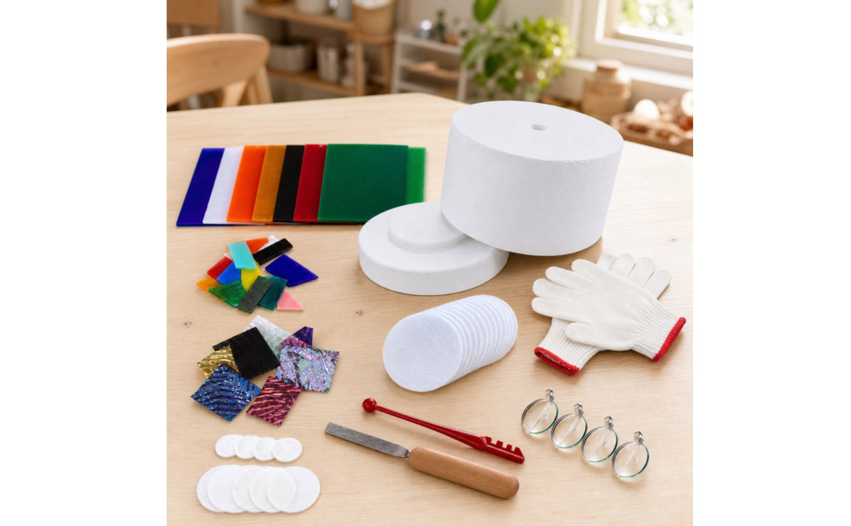 10 Pieces Microwave Oven Kit DIY Fused Glass Kit with Tools Compact Glass Fusing Oven for Crafters, Maker Workshops