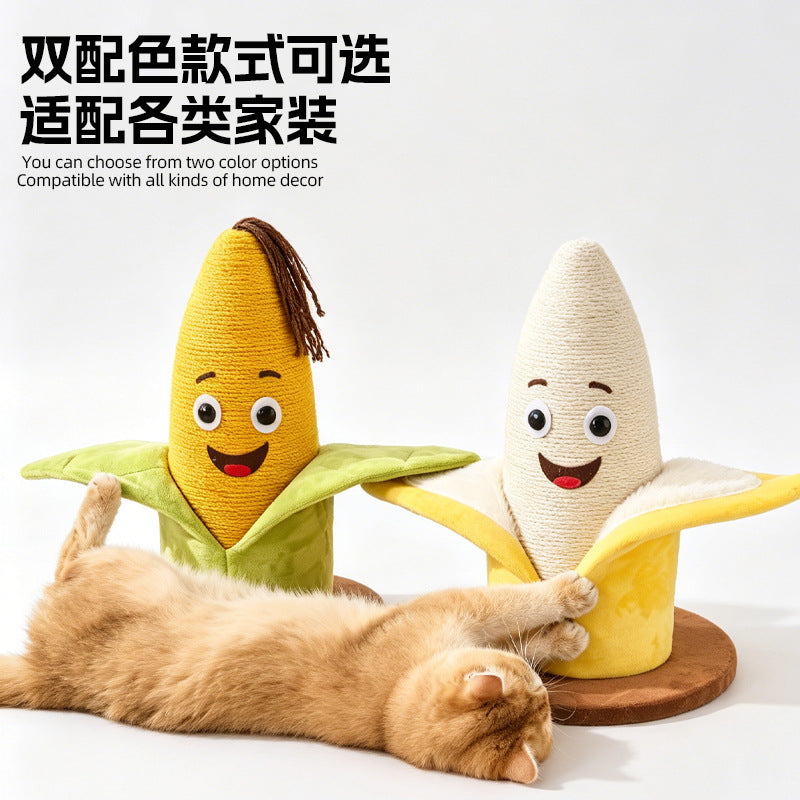 Corn and Banana Creative Vertical Cat Scratching Post with Sisal Rope