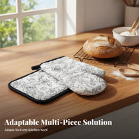 2 Pieces Oven hand protector and Pot Holder floral pattern Print Oven hand protector and Potholder Set Thickened Design Heatproof Handwear for cooks, Adults, oven-baking, Grilling