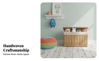 Lidded Wicker Basket Handwoven Design Household Storage Removable Liner