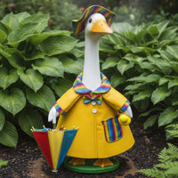 Goose Clothes with Hat and Umbrella Rainbow Trim Goose Raincoat Costume for Lawn