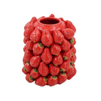 Strawberry-Shaped Vase Glossy Strawberry Vase Whimsical for Home Decor, Tabletop
