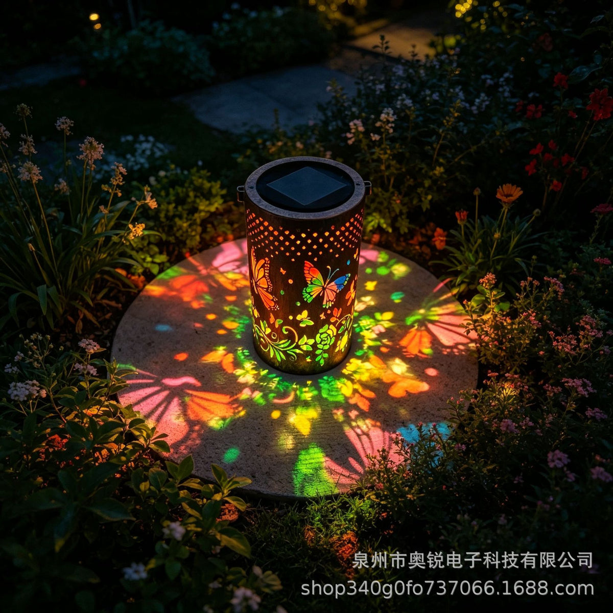 Solar Butterfly Colorful Projection Lantern for Garden, Patio, Balcony, Bedroom