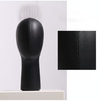Head Mannequin with Leather Cover Short Mannequin Head with Stitched Seam for Boutiques, Stylists, Hairpiece Styling, Salon Counters