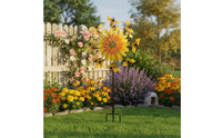 Floral and Bees Stake Whirligig Weather-Resistant Floral Wind Whirligig Bright Colors Outdoor Decor for Patio