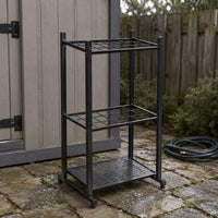 Garden Tool Storage Rack Black Iron Three-Tier Tool Rack Heavy Duty