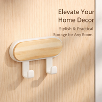 Bathroom and Bedroom Wooden Wall Mounted Hanging Hook for Students, No-Drill Round Design for Damage-Free Use, Heavy Duty Door Back