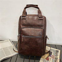 Minimalist PU Leather Backpack for Women and Men, Commuter Business Laptop Bag, Travel Daypack