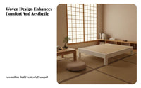 Headboard-Less Lowheight Bed Frame Minimalist Design Lowheight Slatted Frame Space-Saving Bedroom Furniture Japanese design for Apartment Dwellers, Students, Light Sleepers, Studio Flat, Guest Room