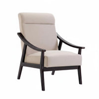 Padded Wood Armchair Comfortable Spine Supportrest Single Sofa Sturdy Construction Thick Paddinging for Homeowners, Balcony