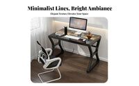 Reinforced Glass Computer Desk Anti-Slip Foot Pads Study Writing Desk Scratch Resistant Workstation Table for Esports Participants, Remote Workers