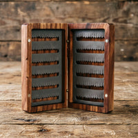 Walnut Fly Box Double-Sided Wooden Fly Box Polished Wood Grain for Anglers