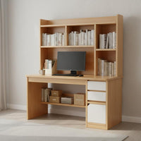 Wide Desktop Computer Desk with Bookshelf Modern Design Study Desk with Bookshelf Easy Assembly Home Furniture Sturdy Construction for Dorm Room