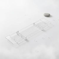 Telescoping Bathtub Rack Extendable Clear Acrylic Bath Tray Raised Rim
