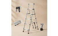 Collapsible Telescopic Folding Ladder Anti-Slip Step Ladder with Handrails Stable Step Stool with Handrail Heavy Duty for Homeowners, Diyers, Closet Organization