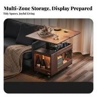 folding-top Rolling Cart Multi-Functional Side Table Space-Saving for Living Room