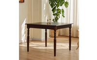 Solid Wood Square Dining Table Dark Walnut Wooden Dining Table Vintage-Inspired Furniture Farmhouse for Small Apartment, Study Corner