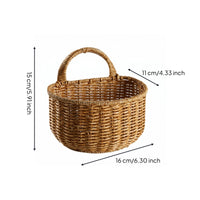 Wicker Wall Basket Rustic Wall Hanging Storage Basket Decorative for Kitchen