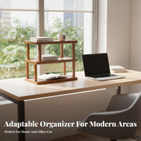 Tiered Wooden Display Stand Clutterclutterand uncluttered Organization Desktop Shelf clearstanding