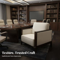 Wooden Frame Fabric Armchair Modern Chinese aesthetic Single Sofa Padded Armrests dense Foam seat pad for Hotel Lobby, Bedroom