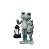 Frog Figurine with Lantern Resin Frog Statue Outdoor for Balcony, Porch