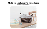 Round Woven all-purpose organizer Handmade Storage Basket Rustic Design for Desktop, Bedroom