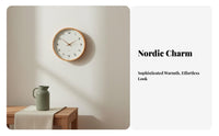 Nordic Hanging Clock Non-Ticking Minimalist Silent Clock Modern Analog Timepiece for Living Room, Bedroom, Kitchen
