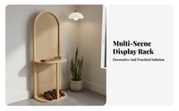Japanese-Inspired Unattached Standing Divider Bookcase Hand-Woven Design Arched Shelf Screen Retro Aesthetic Display Stand Multi-Functional for Apartment Dwellers, Interior Decorators, Entryway, Living Room, Corner Areas, Bedroom
