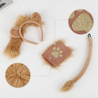 4 Pieces Lion Costume Accessory Set Complete Headband with Ears Fingerless