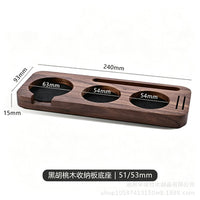 Walnut Coffee Tamper Storage Board with 8-Shape Distributor and Portafilter Holder Set