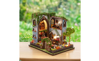 Miniature House Kit with LED Lights Warm Dollhouse Kit Relaxing for Reading Nook