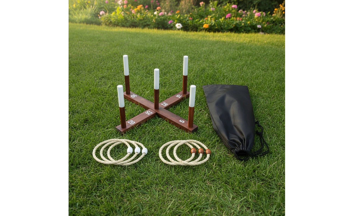 Giant Hoop Toss Game Rustic Hoop Toss Game with Storage Bag Portable for Backyard, Lawn