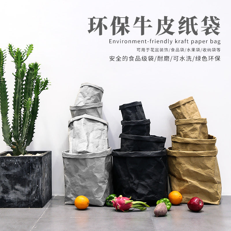 Washable Kraft Paper Storage Bag for Plants, Fruits, and Vegetables