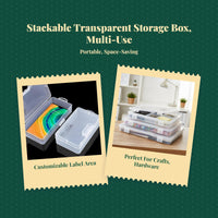 Clear Rectangular Storage Box, Multi-Size Plastic Organizer with Lid, Stackable Container for Hardware, Jewelry, Crafts