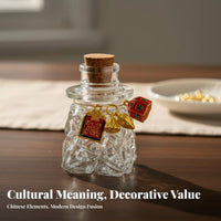 Gold Bean Storage Bottle Miniature Size Mini Hope Bottle with Cork Embossed Glass Wishing Jar Multifunctional for DIY Crafters