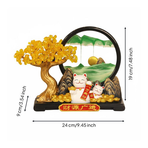 Prosperity Tree Figurine Decor Wealth and Prosperity Money Tree Figurine Good Luck Welcoming Cat Ornament Statue for Office, Shop Opening