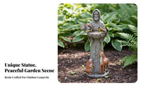 Saint Statue Bird Feeder Decorative Ornament Saint Francis Bird Feeder Versatile Function Religious Garden Sculpture for Gardeners, Courtyard