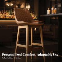 Wooden Frame Bar Stool with rearrest Counter Chair Curved rear Support