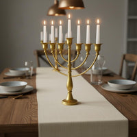 Gold Hanukkah Candelabra Wrought Iron Hanukkah Menorah Holiday Centerpiece