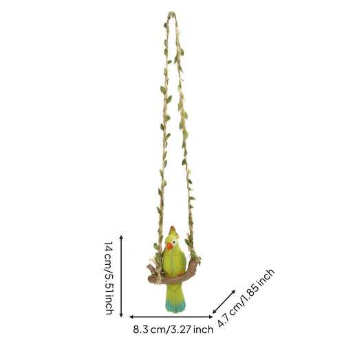 Woven Parrot Swing Decor Easy to Hang Green Parrot Hanging Ornament Colorfast