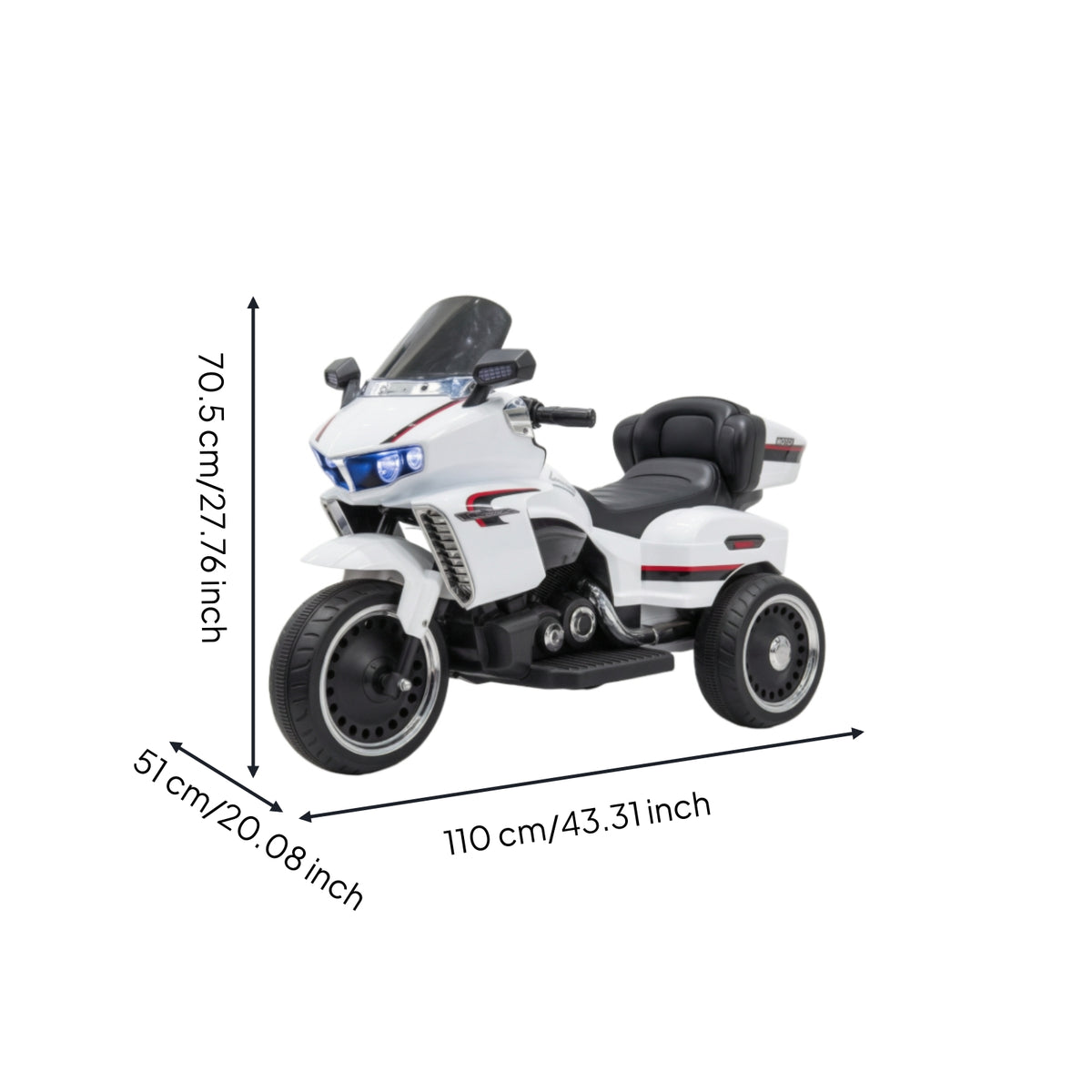 Push-Along Motorcycle Three-Wheel Motorcycle with Headlights Slip-Resistant Electric Push-Along with Backrest for Sidewalk, Playroom