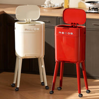 Rolling Waste Bin with Lid Single-Press Accessible Tall Trash Can with Legs