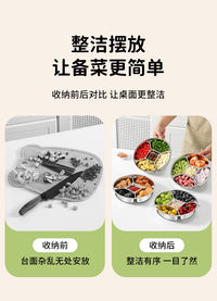 跨境304不锈钢配菜盘火锅备菜配料分格盘子水果盘小吃盘饺子盘