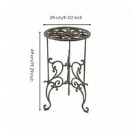 Wrought Iron Plant Stand Vintage Flower Pot Pedestal Compact for Patio, Balcony