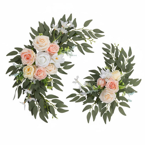 2 Pieces Wedding Arch Flowers Outdoor Use Wedding Welcome Sign Flowers