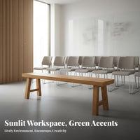 Multipurpose Use Solid Wood Meeting Table Spacious Workspace Long Conference Table Thickened Tabletop Minimalist Training Desk Hand Polished for Business Teams, Students, Professionals, Library, Study Room