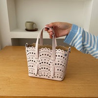 Crossbody Tote Bag Carved Pattern Handbag Structured Shape