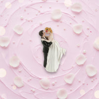 Wedding Cake Topper Hand-Painted Bridal Couple Figurine Embracing